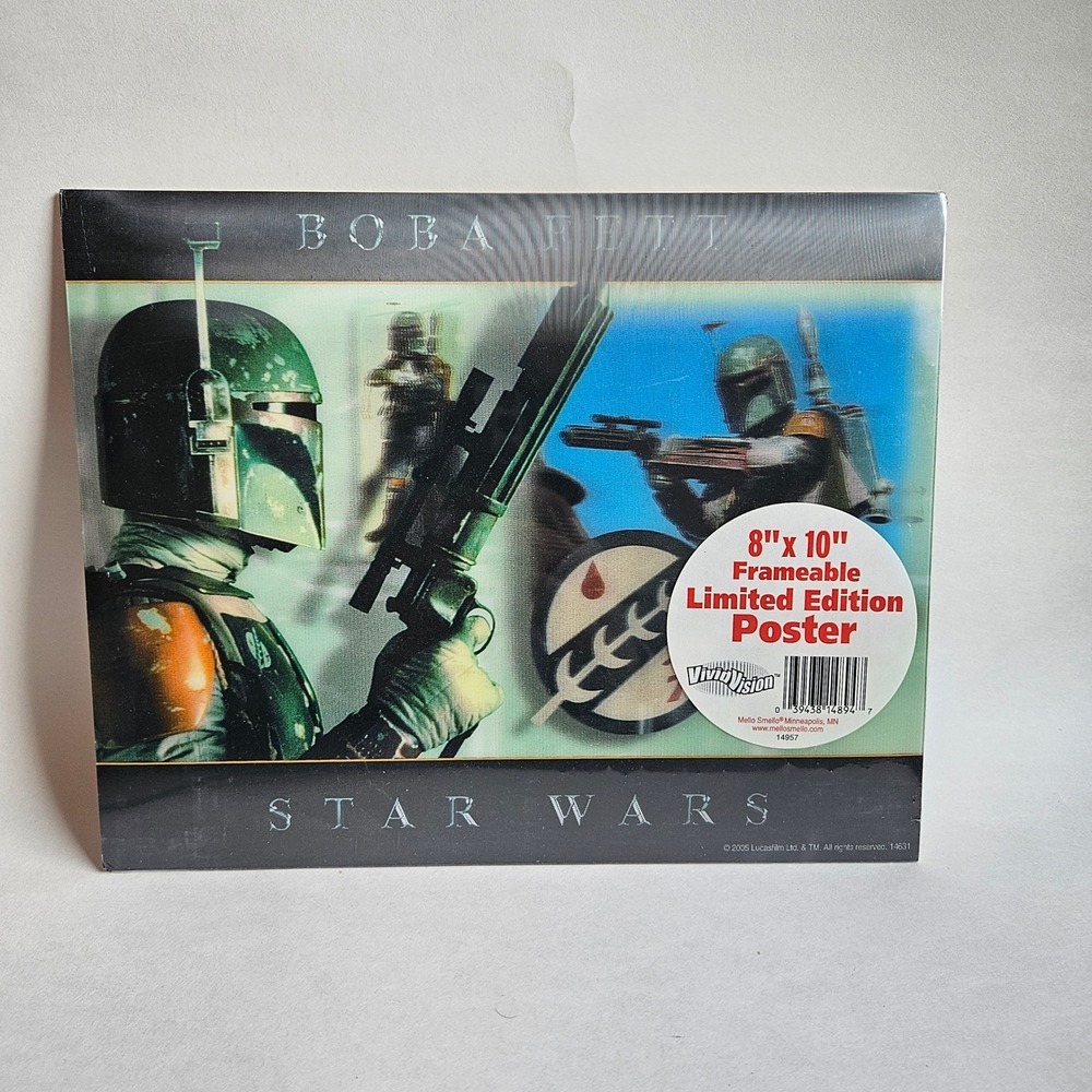 Star Wars Boba Fett 3-D Poster 8x10 Limited Edition 2005 VividVision COA 14957